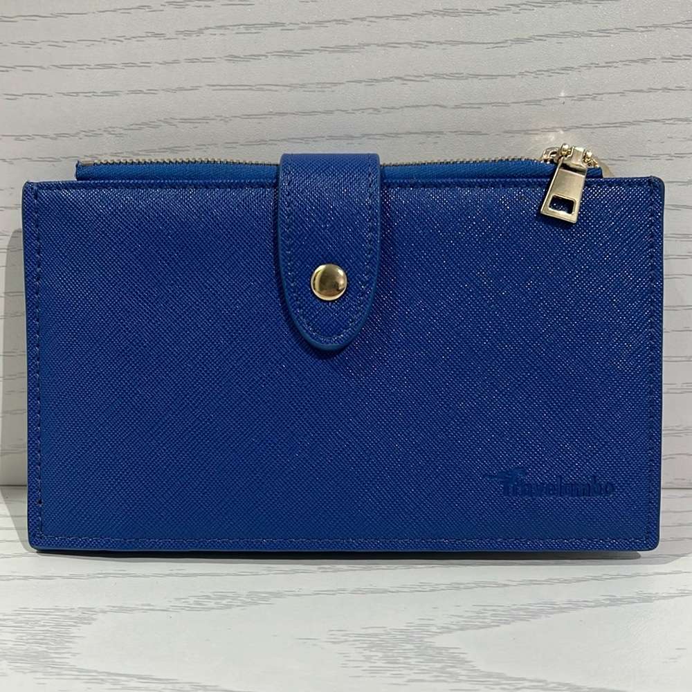 Blue travelambo bi-fold wallet